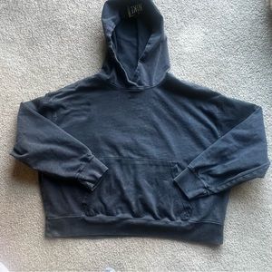 Vintage Nike Gray Plain Logo Pullover Hoodie Cropped Sweatshirt